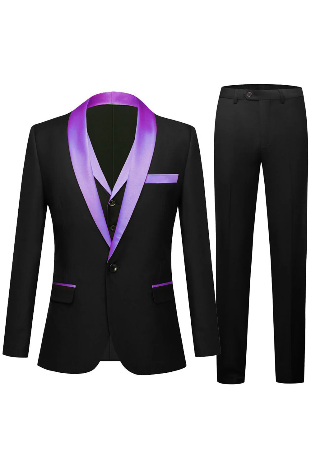 i szampański szal klapa 3-częściowe męskie garnitury balowe slim fit - Image 15